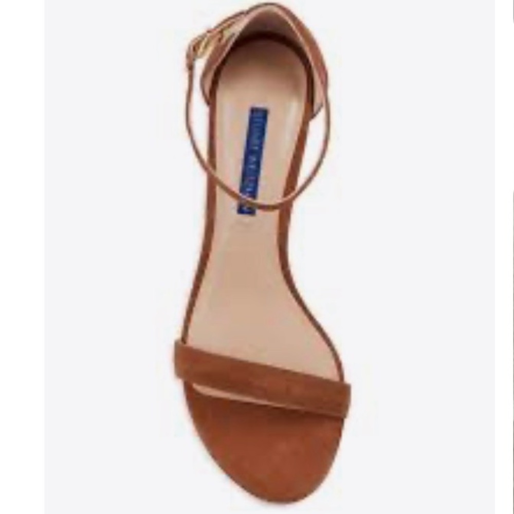 Stuart Weitzman Nudistsong Suede Sandals - Basket Brown / Saddle